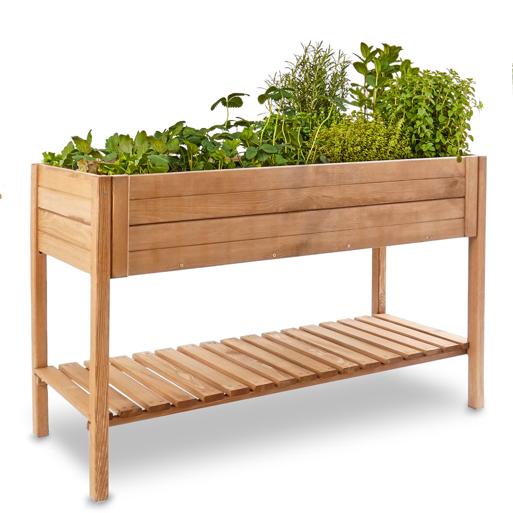 Potager surélevé avec étagère, en bois, résistant aux intempéries et durable, XXL