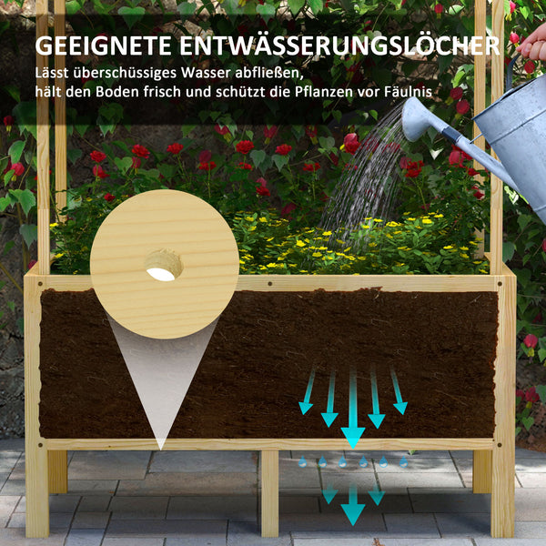 Hochbeet mit Deckel aus Holz 110x60x152cm Natur