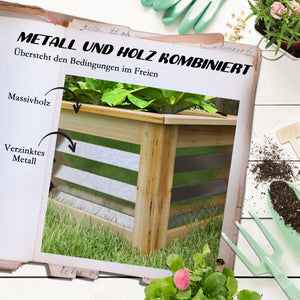 Hochbeet mit Metall & Holzrahmen 45x45x30cm Natur