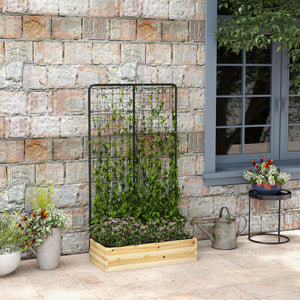 Hochbeet mit Rankhilfe für Garten & Balkon 80x38x145cm Naturholz