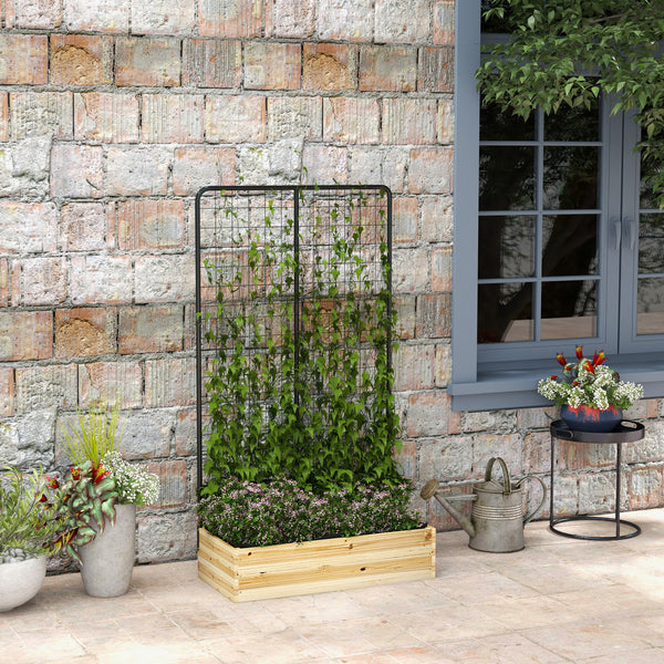 Hochbeet mit Rankhilfe für Garten & Balkon 80x38x145cm Naturholz