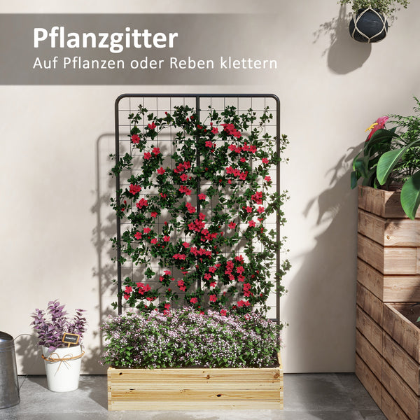 Hochbeet mit Rankhilfe für Garten & Balkon 80x38x145cm Naturholz