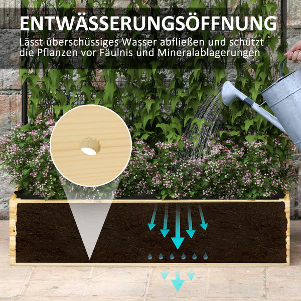 Hochbeet mit Rankhilfe für Garten & Balkon 80x38x145cm Naturholz