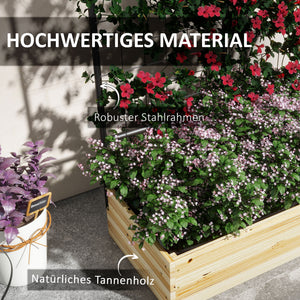 Hochbeet mit Rankhilfe für Garten & Balkon 80x38x145cm Naturholz