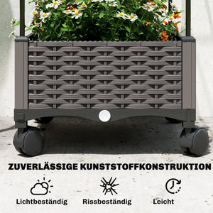 Hochbeet Pflanzkasten mobil mit Rankgitter und Abflussloch