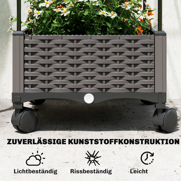 Hochbeet Pflanzkasten mobil mit Rankgitter und Abflussloch