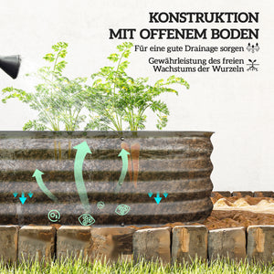 Hochbeet modular ohne Boden für Garten und Balkon 150x62x30cm