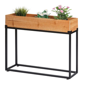 Hochbeet Pflanzkasten Blumenkasten Holz-Stahl 62x80x16cm natur schwarz