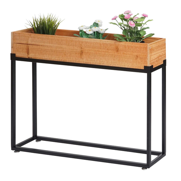 Hochbeet Pflanzkasten Blumenkasten Holz-Stahl 62x80x16cm natur schwarz