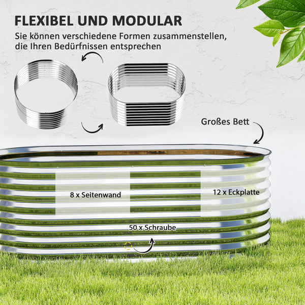 Hochbeet Pflanzkübel Blumenkübel mit offenem Boden Metall grau