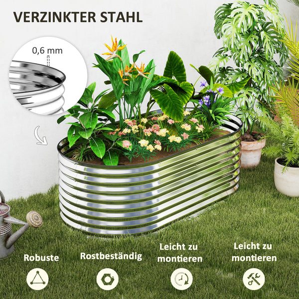 Hochbeet Pflanzkübel Blumenkübel mit offenem Boden Metall grau