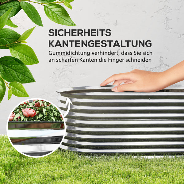 Hochbeet Pflanzkübel Blumenkübel mit offenem Boden Metall grau