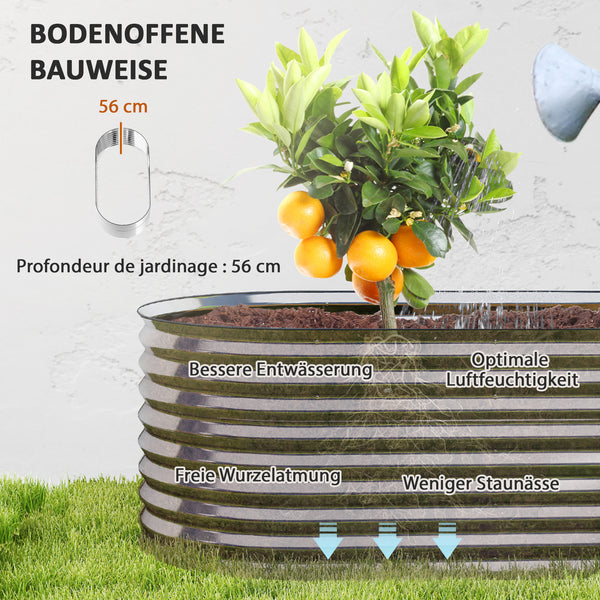 Hochbeet Pflanzkübel Blumenkübel mit offenem Boden Metall grau