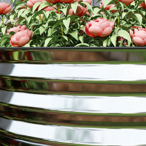 Hochbeet Pflanzkübel Blumenkübel mit offenem Boden Metall grau