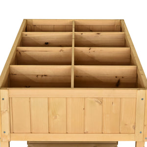 Hochbeet Pflanztisch mit 8 Fächern Ablage und Abfluss aus Holz