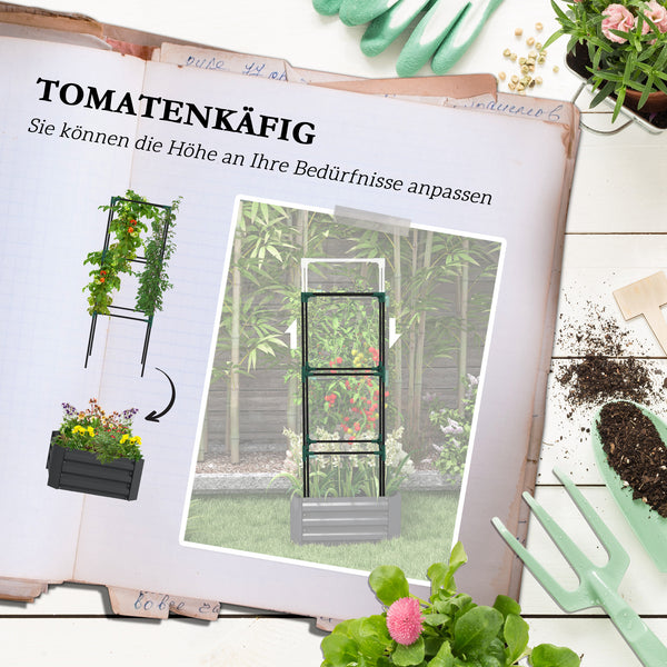 Hochbeet mit Rankgitter wetterbeständig für Garten dunkelgrau