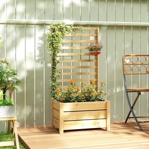 Hochbeet Blumenkasten mit Rankgitter und Spalier aus Holz