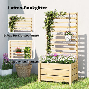 Hochbeet Blumenkasten mit Rankgitter und Spalier aus Holz