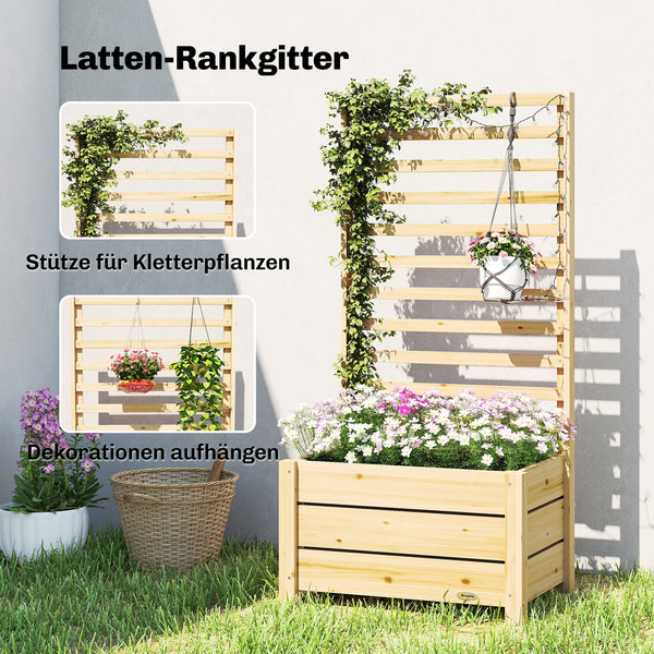 Hochbeet Blumenkasten mit Rankgitter und Spalier aus Holz
