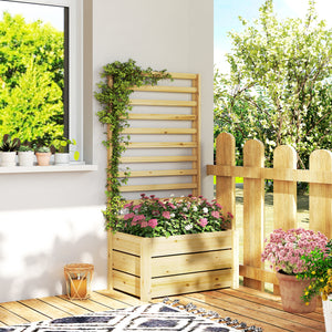 Hochbeet Blumenkasten mit Rankgitter und Spalier aus Holz