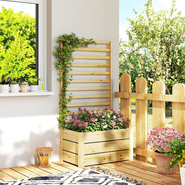 Hochbeet Blumenkasten mit Rankgitter und Spalier aus Holz