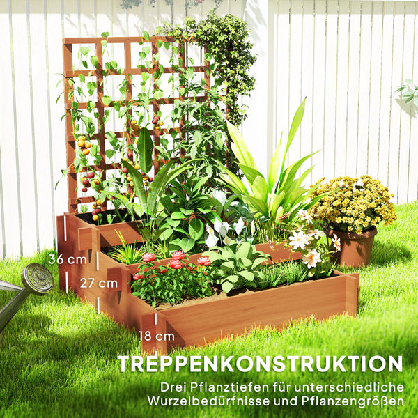 Hochbeet mit Rankhilfe dreistufig für Garten und Balkon Holz