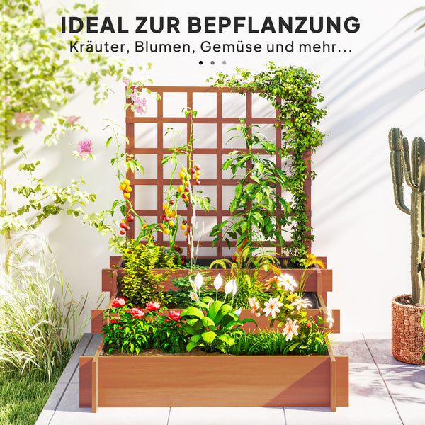 Hochbeet mit Rankhilfe dreistufig für Garten und Balkon Holz