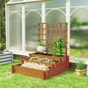Hochbeet mit Rankhilfe dreistufig für Garten und Balkon Holz