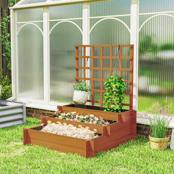 Hochbeet mit Rankhilfe dreistufig für Garten und Balkon Holz