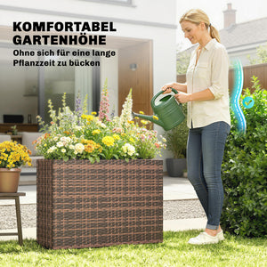 Hochbeet mit Einsatz und verstellbaren Füssen für Balkon Rattan
