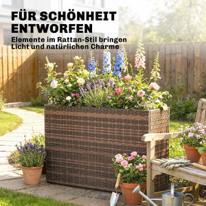 Hochbeet mit Einsatz und verstellbaren Füssen für Balkon Rattan