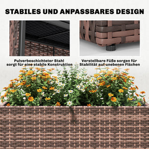 Hochbeet mit Einsatz und verstellbaren Füssen für Balkon Rattan