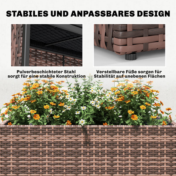 Hochbeet mit Einsatz und verstellbaren Füssen für Balkon Rattan