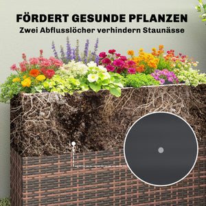 Hochbeet mit Einsatz und verstellbaren Füssen für Balkon Rattan
