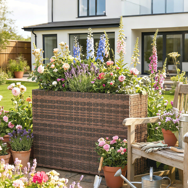 Hochbeet mit Einsatz und verstellbaren Füssen für Balkon Rattan