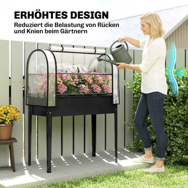 Hochbeet mit Gewächshaus Abdeckung rollbar für Garten