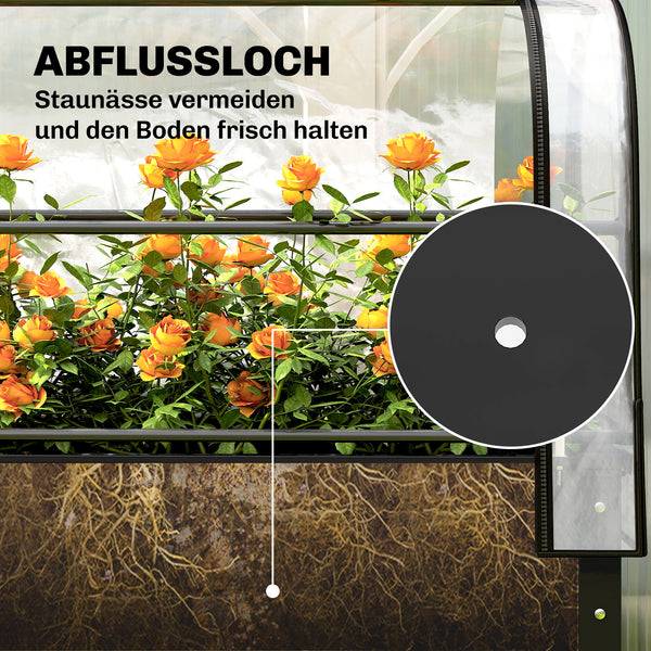 Hochbeet mit Gewächshaus Abdeckung rollbar für Garten