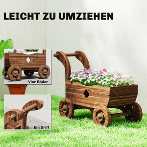Hochbeet Schubkarre Pflanzbeet mobil mit Rollen aus Holz für Garten und Balkon