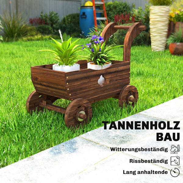 Hochbeet Schubkarre Pflanzbeet mobil mit Rollen aus Holz für Garten und Balkon
