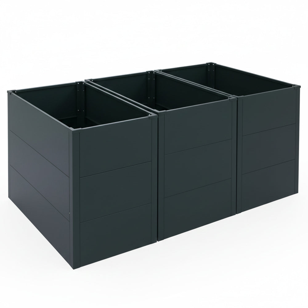 3er Set Hochbeete aus Metall grün – Pflanzkübel für Garten