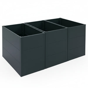 3er Set Hochbeete aus Metall grün – Pflanzkübel für Garten