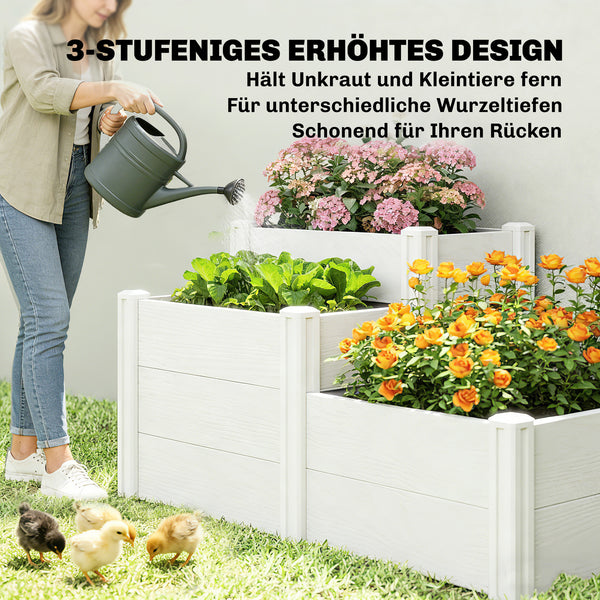 Hochbeet 3-stufig stapelbar für Garten und Balkon Kunststoff