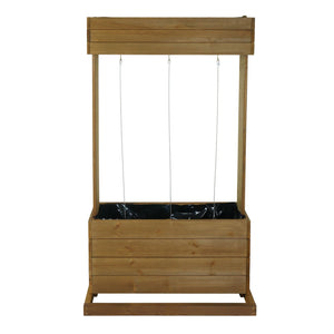 Hochbeet aus Tannenholz 145x85x50cm mit Rankhilfe, braun