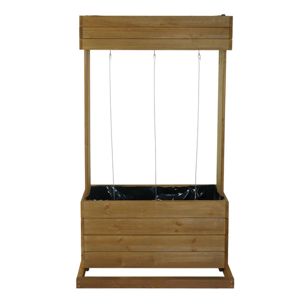 Hochbeet aus Tannenholz 145x85x50cm mit Rankhilfe, braun