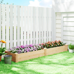 Hochbeet mit Trennwand und offenem Boden aus Holz für Garten