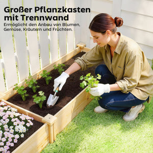 Hochbeet mit Trennwand und offenem Boden aus Holz für Garten