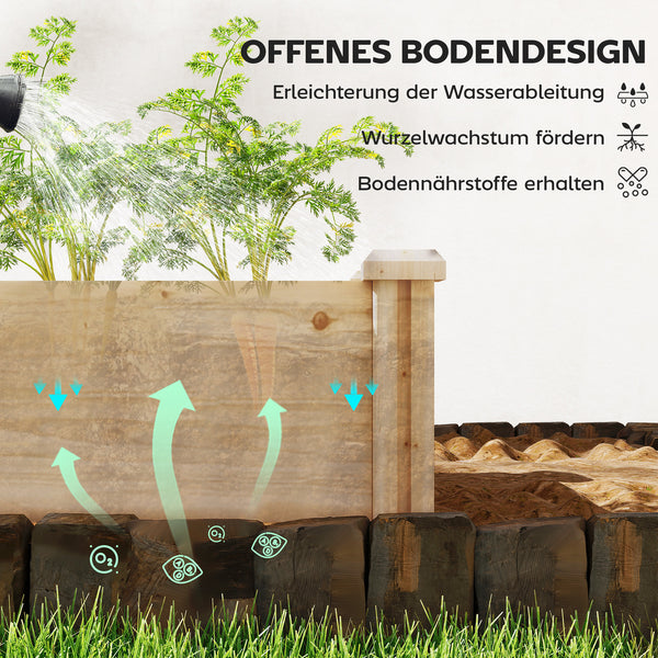 Hochbeet mit Trennwand und offenem Boden aus Holz für Garten