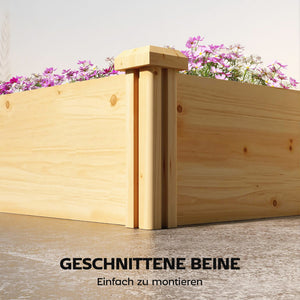 Hochbeet mit Trennwand und offenem Boden aus Holz für Garten