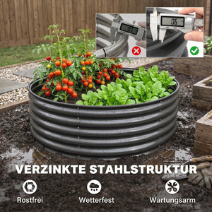 Hochbeet verzinkt mit offenem Boden für Garten Metall dunkelgrau