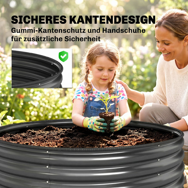 Hochbeet verzinkt mit offenem Boden für Garten Metall dunkelgrau